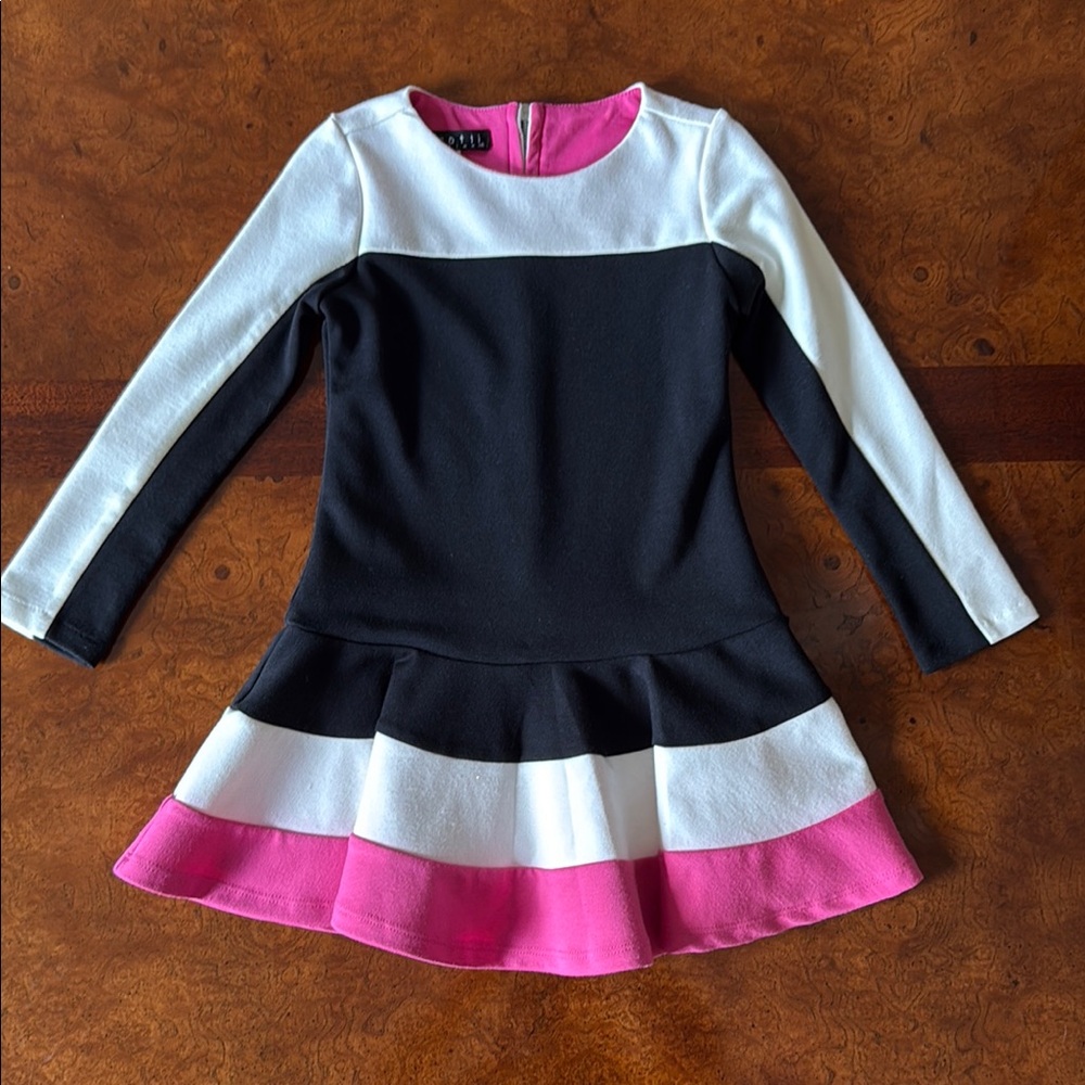Biscotti Black and White Dress with Pink Accents